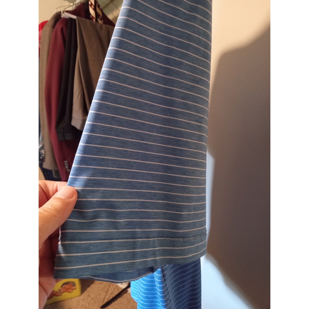 Peter Millar Summer Comfort Mens XXL Blue White Striped Performance Golf Polo - Picture 6 of 6